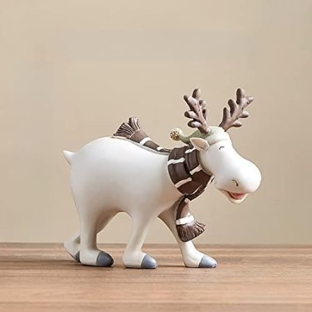 xuejuanshop Dekoration Zubehör for Wohnzimmer Deer Figur Tier Figuren Figuren for Innenraum Moderne Tierfigur (Color : Light Grey)