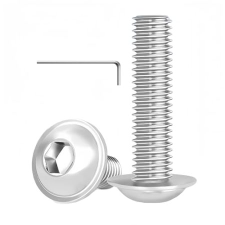 WZHUIDA 20 Stück M8 x 25 mm Schrauben, Edelstahl Linsenkopf Schrauben mit Flansch, Vollgewinde Innensechsrund Flanschschrauben mit Schraubenschlüssel