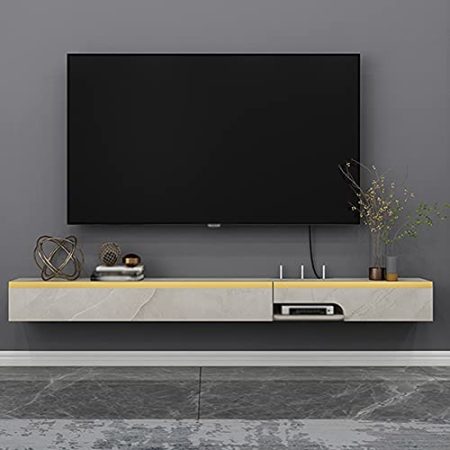 IBOWZ Schwimmende TV-Einheit Schwebender TV-Schrank, Wood Entertainment Schwebende Wandeinheit mit Drahtloch, geeignet für die Platzierung von Routern im Wohnzimmer