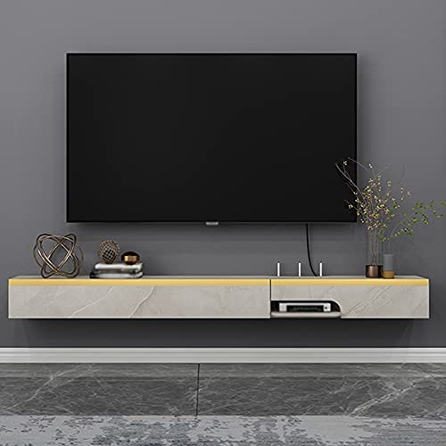 IBOWZ Schwimmende TV-Einheit Schwebender TV-Schrank, Wood Entertainment Schwebende Wandeinheit mit Drahtloch, geeignet für die Platzierung von Routern im Wohnzimmer