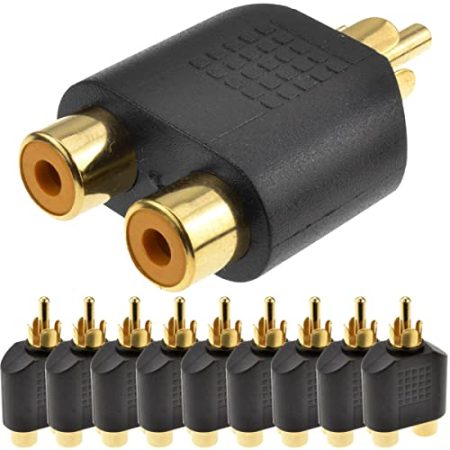Xiatiaosann RCA Splitter Adapter, 6 Stück Cinch 1 Stecker auf 2 Buchse Phono Stecker AV Video Y Splitter RCA Stecker Buchse für Subwoofer, Autoradio, Verstärker, TV, Digital Audio