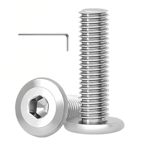 WZHUIDA 20 Stück M8 x 25 mm Schrauben, Edelstahl Innensechskant Flachkopfschrauben, Vollgewinde Möbelverbinderschrauben mit Schraubenschlüssel