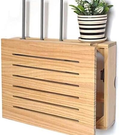 Aufbewahrungsbox Router,Router Wifi Router Halterung Set-Top Floating Wall Mounted Regal Halterung Für Tv Zubehör Wifi Router Tv Box Set Top Box/Natürliche/39,5 * 23,5 * 9,5Cm