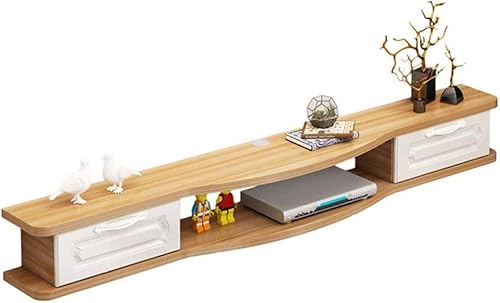 Uvency Tv-Schrank, Tv-Lowboard, Schwebende Regale, Asymmetrische Wandmontierte Tv-Konsole Mit 2 Schubladen, 100/120/140/160 cm Vierfarbiges Panel, Wandmontierte Medienkonsole./140Cm a/a