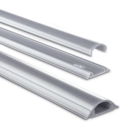 Hama Selbstklebender Kabelkanal Grau (Kunstoffleiste 1 Meter Länge, für 2 Kabel, halbrunde PVC Kabelabdeckung, inkl. Klebestreifen der Marke 3M)