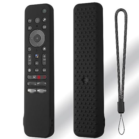THLMT Fernbedienungshülle für Sony RMF-TX810U/RMF-TX811U/RMF-TX910U, Schutzhülle für TV-Fernbedienung, stoßfeste Silikonhülle, Ersatzhülle, Lanyard (nur Hülle) (Schwarz)