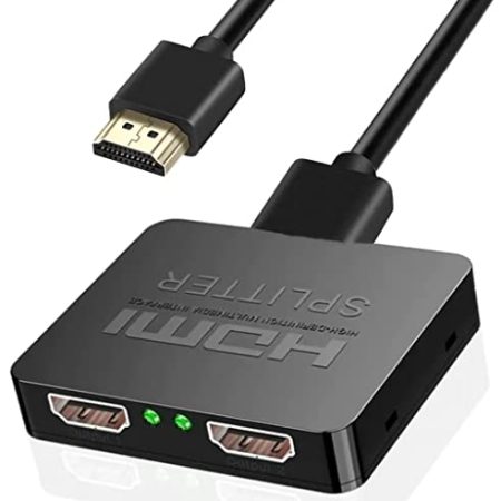 HDMI Splitter 1 in 2 Out 4K 3D HDMI Distributor Adapter 1 zu 2 Way für Dual Monitore, 2 Port Hub Kabel für PS3/4, Xbox, Sky, DVD, HDTV, Projektor