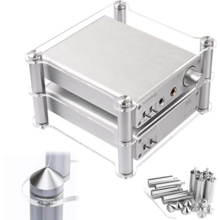 ILOOXI HiFi-Rack, AV-Regal 2 Etagen Audio-Video-Medienständer, HiFi-Audioschrank, HiFi Rack Aus Acryl & Stahl, HiFi-Rack AV-Regal, Für Verstärker/Player/TV-Zubehör ﻿ ﻿