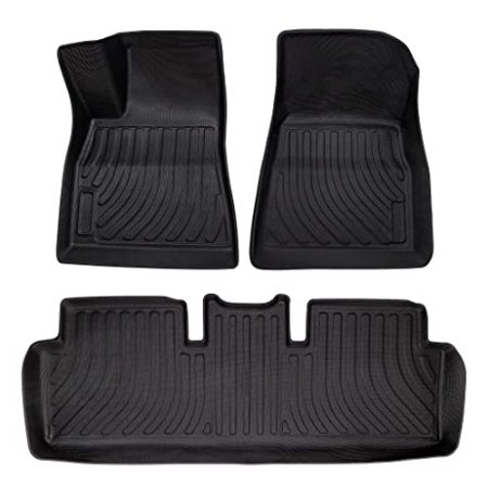 Tesvolution® Fußmatten Set Gummimatten für Tesla Model 3 vorne und hinten- 2020 + 2021 + 2022 + 2023 + 2024 - Automatte Set wasserdichtes Zubehör