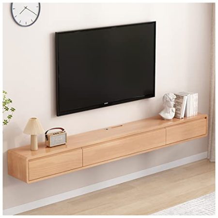 Generisch Schwebender TV-Ständer, an der Wand montierter TV-Schrank, hängende Aufbewahrungskonsole für Unterhaltungsmediencenter mit Tür und Stauraum (Farbe: B, Größe: 140 x 24 x 20 cm)