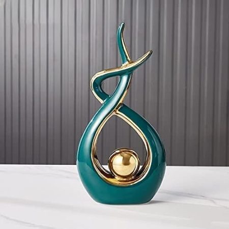 xuejuanshop Feng Shui Ornamente Figuren for Innenraum Wohnzimmer Schreibtisch Keramik Dekoration Zubehör Statue Skulptur (Color : Dark Khaki)