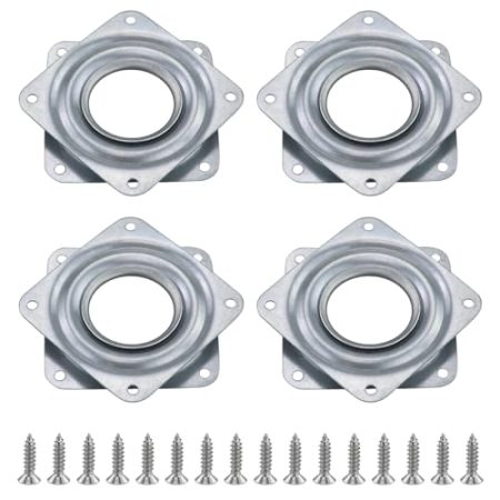 4 StüCk Drehlager Drehbeschlag,Plattenteller Drehlager Verzinktes,Quadratisch Drehbeschlag,3 Zoll 360°Drehscheibe Kugellager Mit Schrauben,FüR Sitz Anzeigen Regal Esstisch MöBel