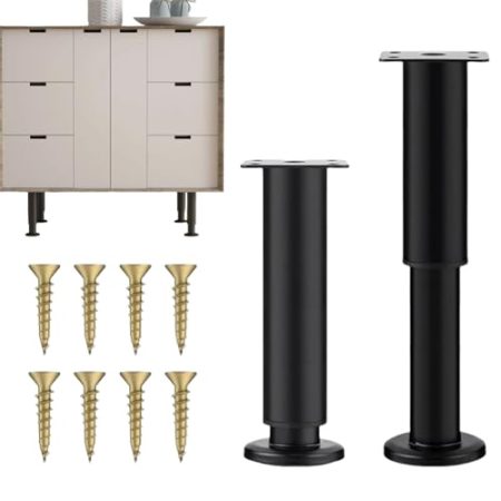 IATAHI Möbelfüße Höhenverstellbar,2pcs Verstellbare Möbelfüße,Edelstahl Möbelfuß,Metall Schrankfüße,Ersatz Stützfüße Beine,Einstellbar Stahl Bettfüße Ersatz Stützfüße Tischbeine für Möbel Sofa Bett