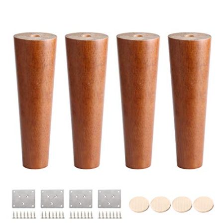 WYRMB Massivholz-Möbelbeine, konische Ersatz-Sofabeine, Couchtischbeine, für DIY-Schreibtisch/TV-Schrank/Nachttisch/Schrank, 8–80 cm optional, mit Zubehör, 4er-Set (20 cm/7,9 Zoll)