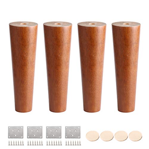 WYRMB Massivholz-Möbelbeine, konische Ersatz-Sofabeine, Couchtischbeine, für DIY-Schreibtisch/TV-Schrank/Nachttisch/Schrank, 8–80 cm optional, mit Zubehör, 4er-Set (20 cm/7,9 Zoll)