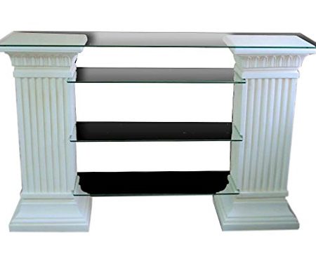 TV Rack Regal Fernsehschrank TV Schrank Glasregal Phonoregal HiFi Rack Vitrine Bücherregal Weiß Antikes Regal