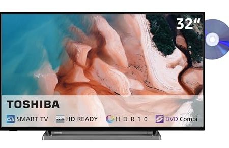 Toshiba Fernseher 32 Zoll Smart TV mit integriertem DVD-Player (HD-Ready, HDR, Triple-Tuner) 32WD3C63DA/2