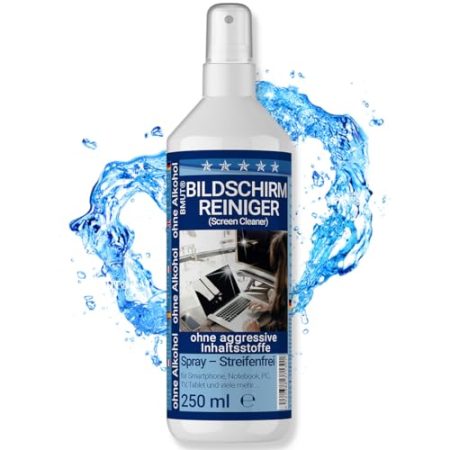 250ml Bildschirmreiniger Spray | gegen Fettflecken & Fingerabdrücke | für alle Displays, Tablets, Handys & Monitore