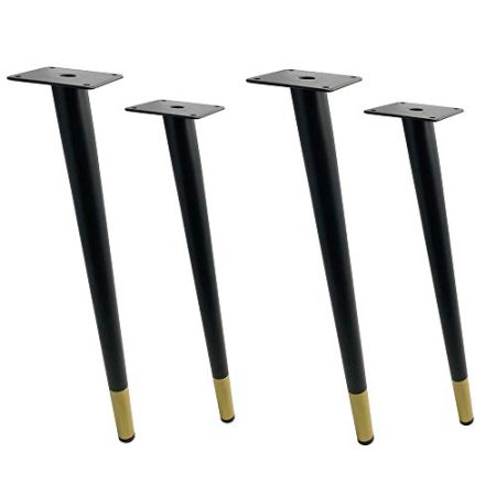 WQSQ Möbelbeine Schwerlaste Tischbeine 60/72cm Tischfuß Gold Schreibtischbeine Konische Couchtischbeine Eisen Stützfüße Für Esstisch Schwarz 4 Stück