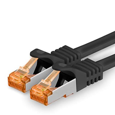 1aTTack.de 3,0 m - Cat.7 Netzwerkkabel Schwarz - 1 Stück Gigabit Ethernet LAN Kabel 10000 Mbit s Patchkabel Cat7 Kabel S FTP PIMF Schirmung LSZH Cat.7 Rohkabel Rj45 Stecker Cat 6a - 1 x 3 Meter
