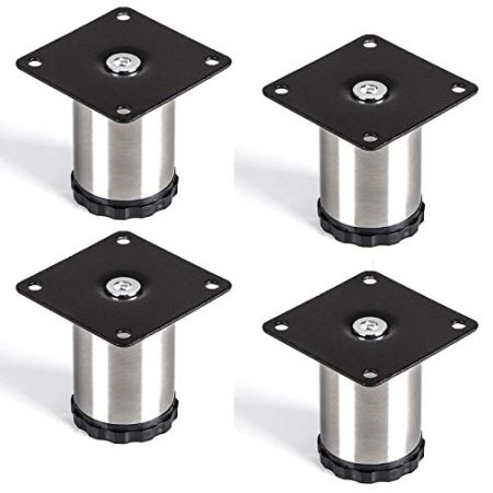 4er Set Lukas Möbelfuß Ø 42 mm höhenverstellbare Schrankfüße Edelstahl Höhe 60 mm von SO-TECH