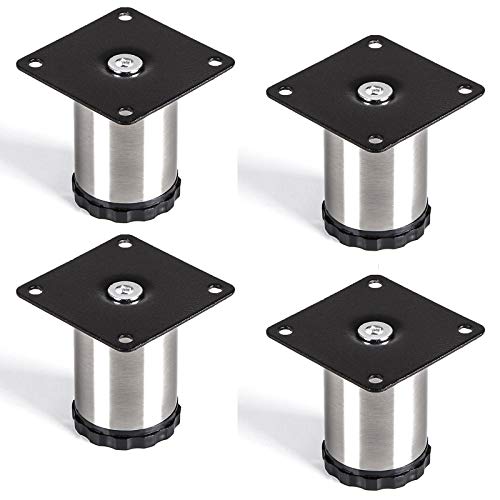 4er Set Lukas Möbelfuß Ø 42 mm höhenverstellbare Schrankfüße Edelstahl Höhe 60 mm von SO-TECH