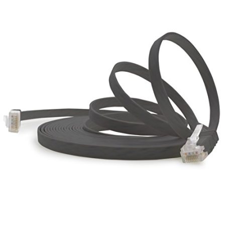 1aTTack.de 10m - Schwarz - 1 Stück - Cat.6 Flaches Netzwerkkabel Cat6 Flachkabel Ultra Flach Cat.6 Patchkabel 1000 Mbit/s Gigabit LAN (RJ45) Flach Slim Micro