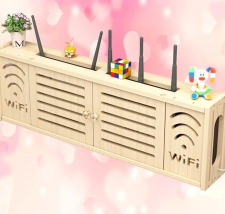 Wandmontiertes kabelloses Routerregal mit Ablage für WLAN-Box C, 71 x 24 cm, ideale Aufbewahrungslösung für Router und WLAN-Zubehör