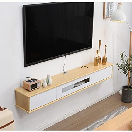 Vendics Tv-Schrank Tv-Ständer Wandregal Schwebendes Regal Multifunktionale Set-Top-Box Router Aufbewahrungsregale Unterhaltungsmedienkonsole Center Aufbewahrungsschrank Einheit/C/120Cm