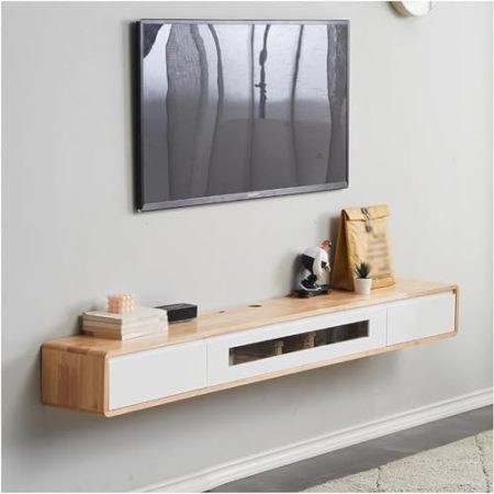 Wandmontierter TV-Schrank, schwimmender TV-Ständer mit Tür, Unterhaltungs-Medienkonsole, schwebende Regale für Aufbewahrungsstall unter dem Fernseher