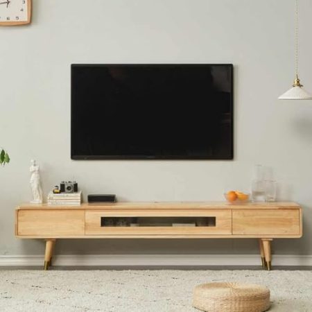 HARELA TV-Schrank, TV Lowboard, Stehend Oder Hängend, TV Board Mit 2 Schubladen, Fernsehschrank Für Das Wohnzimmer, Sideboard Möbel Für Wohnzimmer Schlafzimmer(Light Brown,160cm/63in)