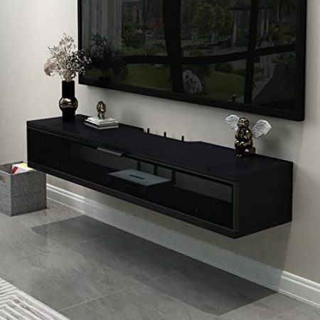 Hängender TV-Ständer, an der Wand montierter TV-Schrank, schwebendes Regal, Wandregal, TV-Ständer, TV-Konsole, TV-Board, Medienraum-TV-Regal, Router, Set-Top-Box, Trophäen, Spielzeug-CDs, DV