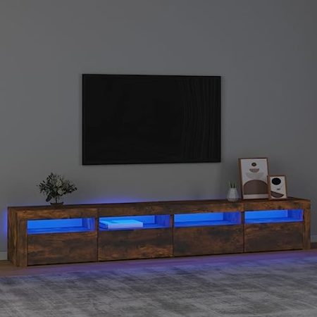 AJJHUUKI Entertainment Centers & TV-Stände-TV-Schrank mit LED-Lichtern Räuchereiche 240x35x40 cm