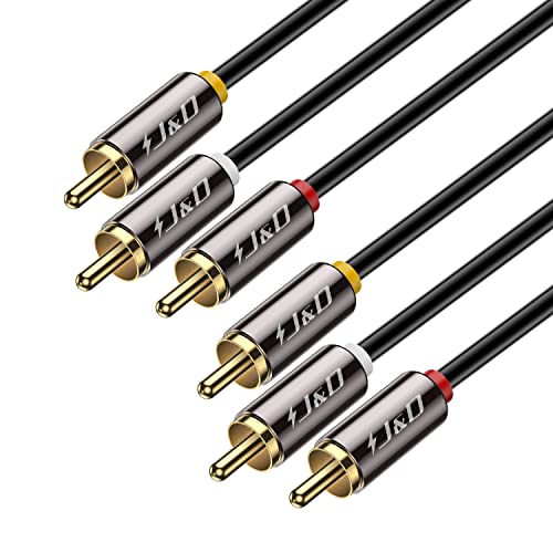 J&D Cinch Kabel Video-Audio-AV Y-Splitter-Kabel, Goldbeschichtet 3 RCA Stecker auf 3 RCA Stecker Stereo Audio kabel, 0.9m