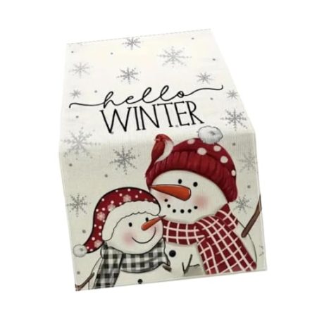 FytStycale Weihnachts-Tischläufer, Schneemann-Tischdecke, Tischdecke, Tischset für Sideboards, Weihnachten