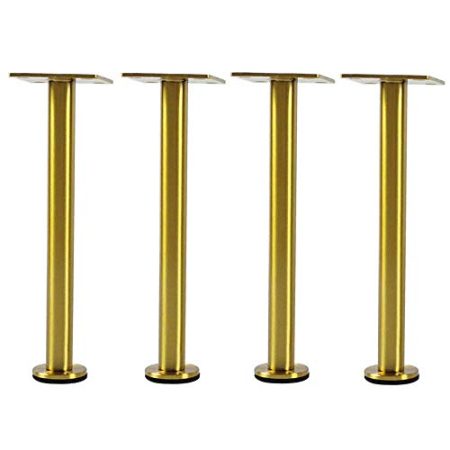 Wyxy Metallmöbelbeine, Chrom, verstellbares Sofabeine, TV-Ständer, Zubehör für Schrankzubehör, mit Bodenschutzmatte, 4er-Set, Gold, 16 cm