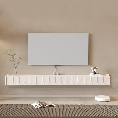 XRRJFYH TV Board Hängend Lowboard Weiß TV Schrank Holz Fernsehschrank TV Bank TV Tisch Weiss Fernseher Schrank Fernsehtisch Wohnzimmer TV Sideboard(Size:165cm/65in)