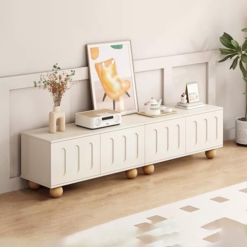 HOLGVE TV-Schrank, Fernsehschrank Holz Fernsehtisch Lowboard mit 4 Türen Tv Board, für Fernseher Bis Zu 60 Zoll,für Schlafzimmer, Wohnzimmer(Color:160cm/62.9in B)