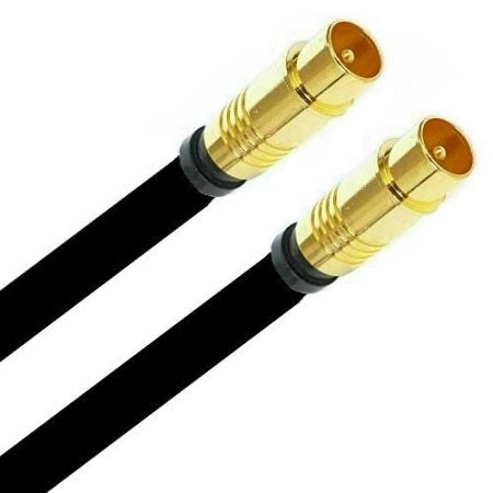 AC-Sat-Corner Antennenkabel TV Kabel 135 dB HD 4K HQ Koaxial Stecker/Koaxial Stecker 7mm Schwarz 5 Meter