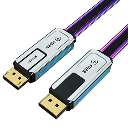 FIBBR DP 1.4 Kabel, 32,4 Gbit/s Ultra High Speed DP auf DP Stecker auf Stecker Displayport Kabel Unterstützt 8K@60Hz, 4K@144Hz, 2K@165Hz Kompatibel für Laptop PC TV (2m/6.56ft)