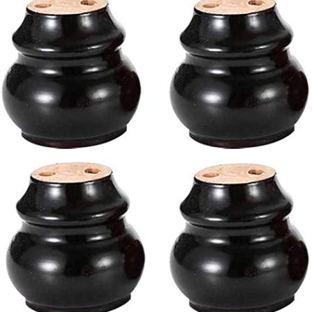 ACLips Hocker, 4er-Pack, Massivholz-Sofabeine, Möbelbein-Zubehör, Couchtischbeine, 8 cm rundes Paket, Tischfuß, Hockerbeine, TV-Schrankfüße, Sofabett, Ersatzbeinpolster mit Schrauben