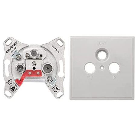 Axing SSD 5-00 Universal Sat Stichleitungsdose für Multischalter-Anlagen (SAT/TV/R) & SZU 2-00 SAT-Steckdosen Abdeckung einteilig für SSD 5-xx und 6-xx