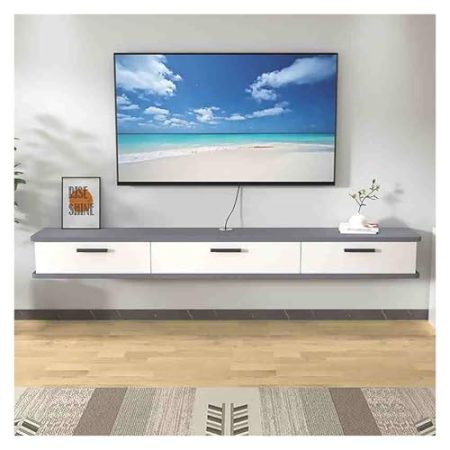 Generisch Schwebender TV-Ständer, wandmontierter TV-Schrank, schwebende TV-Medienkonsolenregale für Entertainment-Center mit herunterklappbarer Tür (140 cm)