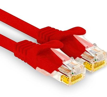 1aTTack.de - 1 X 7,5m Cat7 Netzwerkkabel, Cat.7 Ethernet, Lan & Cat 7 Patchkabel für maximale Internet Geschwindigkeit & verbindet alle Geräte mit RJ 45 Buchse Rot