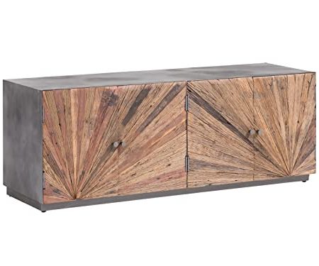 Woodkings TV-Bank Derby I Lowboard 160cm aus rustikalem Massivholz mit Metall I TV-Schrank für Wohnzimmer mit Türen I Möbel mit Stauraum Industrial Design