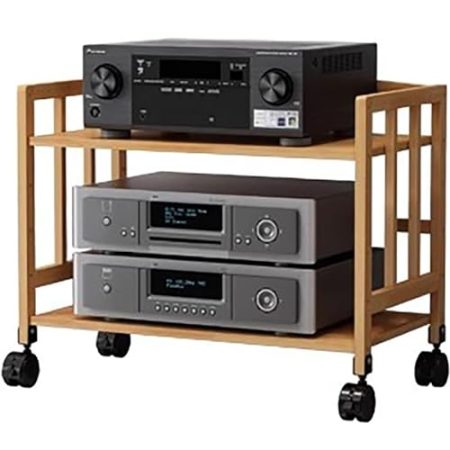Höhenverstellbares Medien-Regal für TV-/DVD-Player/Kabelboxen, 5 Etagen, HiFi-Ständer mit Schallplattenaufbewahrung, Stereo-Schrank, Audio-Komponenten-Rack (50 x 38 x 53 cm)