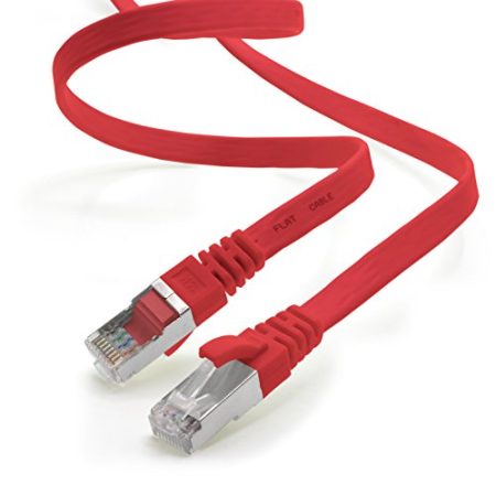 1aTTack.de 3,0 m - rot - 1 Stück CAT.7 Gigabit Ethernet LAN Flachband Flachbandkabel (RJ45) Netzwerkkabel Rohkabel (10Gbit/s) Verlegekabel Flach Slim kompatibel zu Cat.5 - Cat.5e - Cat.6