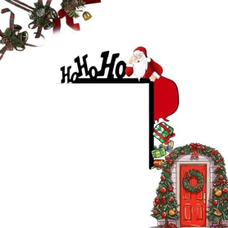 Weihnachtstürrahmen Weihnachtsmann Elch Holz Weihnachten Tür Dekor Doppelseitig Weihnachten Tür Ornamente Holz Handwerk Dekor für Weihnachten Tür Dekorationen Rahmen Home Decors