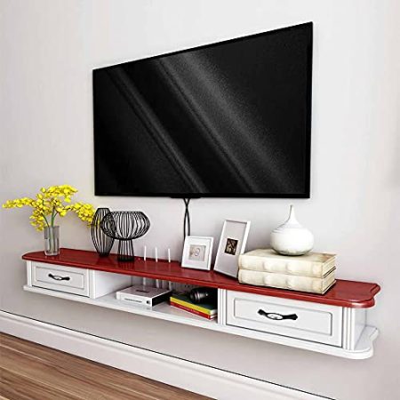 Wandmontierter TV-Schrank, Multimedia-Aufbewahrungsregal aus Holz, Medien-Unterhaltungszentrum für Wohnzimmer, Unterhaltungsraum, Büro/A / 150 cm