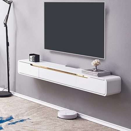 TV Lowboard Hängend - Wandmontage TV-Schrank - TV Schrank Hängend, Moderne TV-Wandregale, Hängender TV-Schrank, 120 Cm Große Wandmontierte Konsolenregale, Niedriger Wand-TV-Schrank ( Color : Blanco ,